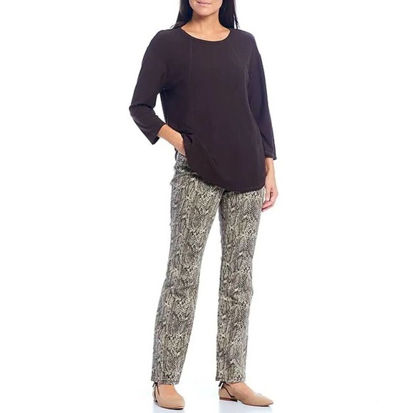 Westbound Woman Size 22W Brown Python Snake Print 5-pocket Slimming Jeans Pants - Picture 1 of 11